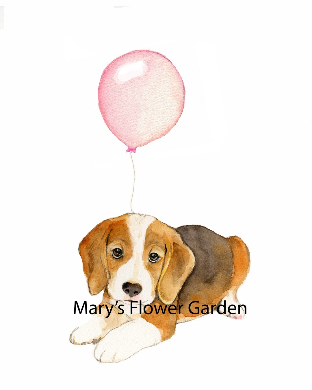 Beagle Puppy Watercolor Print, Dog Art for Nursery, Baby Girl Wall Art ...