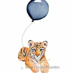 Boy's Nursery art, Childrens decor, tiger cub art, navy nursery art, baby room print, tiger illustration, prints for nursery, blue nursery