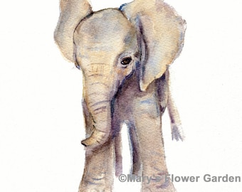 elephant nursery decor, watercolor painting, elephant art print, elephant watercolor print, elephant baby shower gift, elephant watercolor