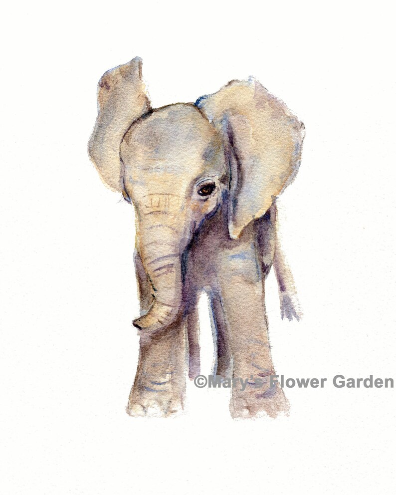 Elephant nursery decor watercolor painting elephant art Etsy