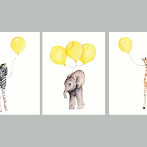 nursery art, set of 3 prints, yellow and gray nursery, elephant baby gift, gender neutral nursery, girls nursery decor, baby nursery