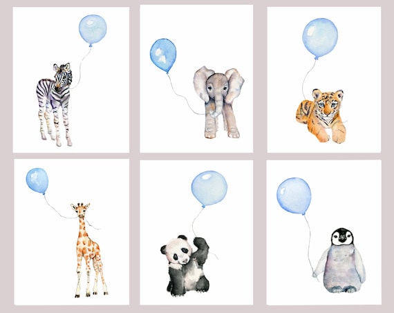 wall art for baby boy nursery, boy's room wall art, nursery print set, baby animals watercolor, pastel blue nursery decor, baby boy gift