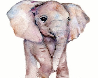 elephant baby art, elephant nursery print, elephant decor, baby animal prints, children&#39;s wall art, baby art, elephant print, watercolor