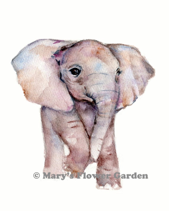 elephant baby art, elephant nursery print, elephant decor, baby animal prints, children's wall art, baby art, elephant print, watercolor