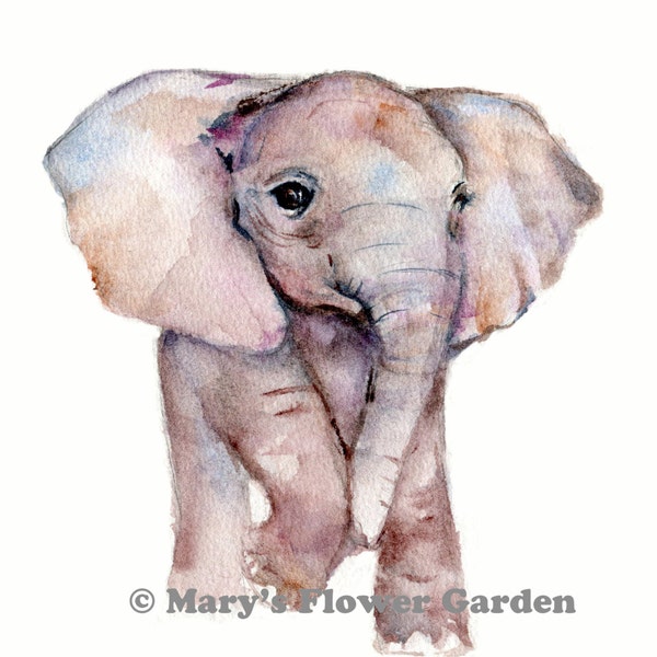 elephant baby art, elephant nursery print, elephant decor, baby animal prints, children's wall art, baby art, elephant print, watercolor