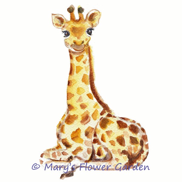 Baby Giraffe watercolor print, nursery wall decor, giraffe nursery, giraffe print, giraffe baby shower gift, giraffe painting