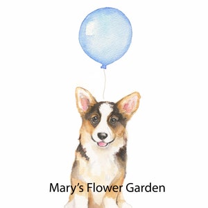 Corgi Puppy watercolor print, puppy nursery, corgi painting, tricolor corgi, dog wall decor, dog watercolor painting