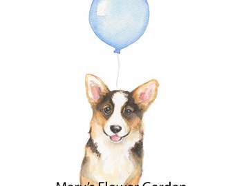 Corgi Puppy watercolor print, puppy nursery, corgi painting, tricolor corgi, dog wall decor, dog watercolor painting