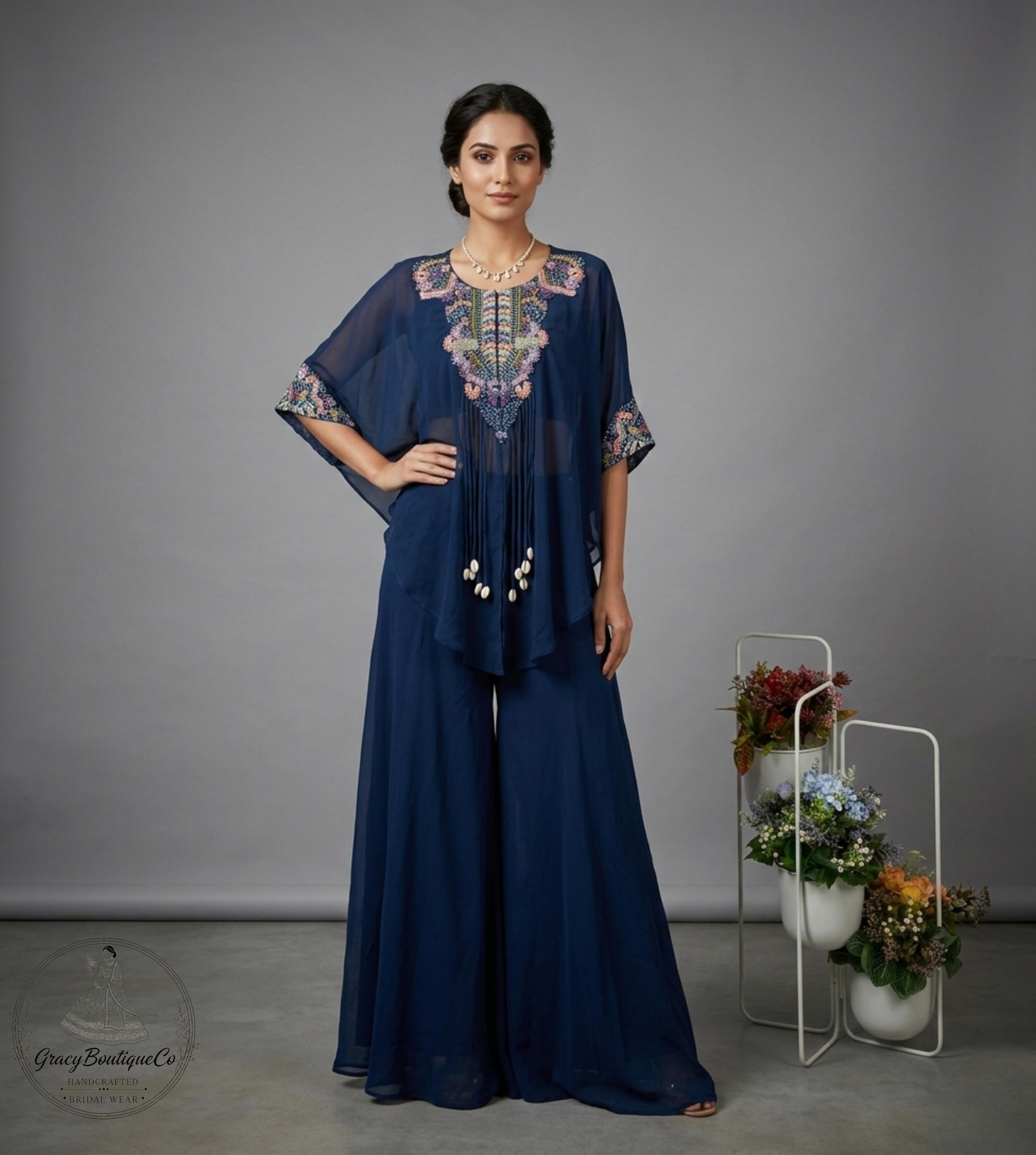 Blue Indo Western - Etsy Canada