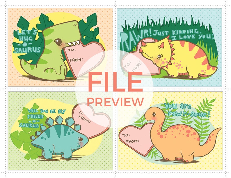 A Dino mite Valentine s Day Printable Valentine s Etsy