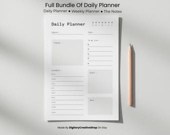Daily Planner Bundle, Work From Home Productivity Pages, A4 A5 Letter Half-Letter