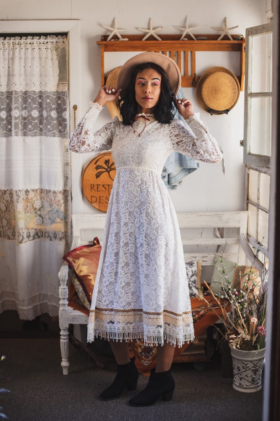 white lace boho dress