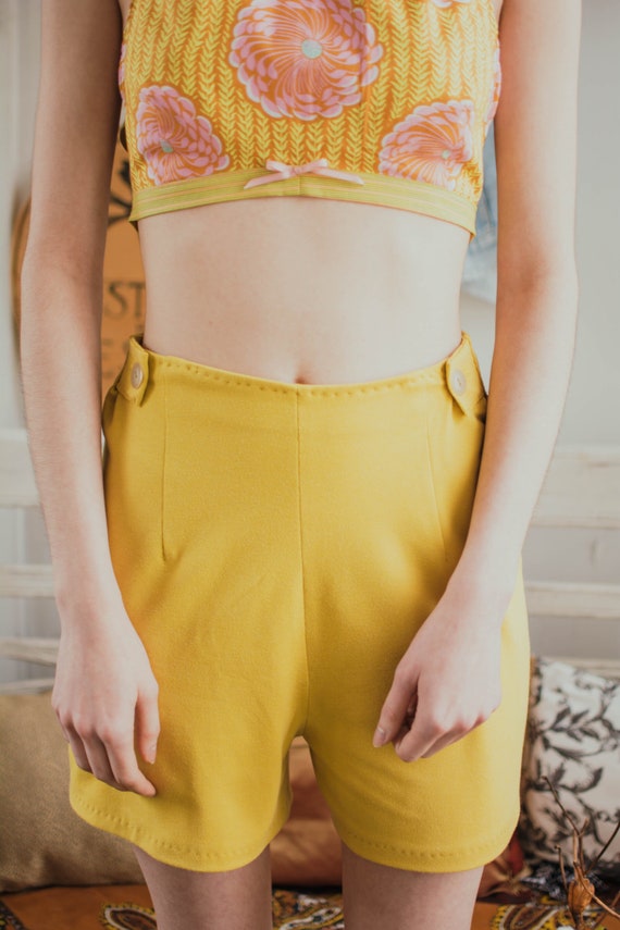 yellow high waisted shorts