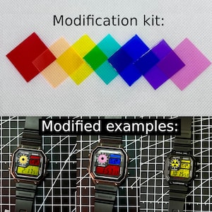Color Screen Modification Kit: 7 filters for Casio Watches, AE1200, F-91W