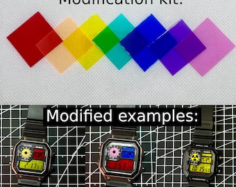 Color Screen Modification Kit: 7 filters for Casio Watches, AE1200, F-91W