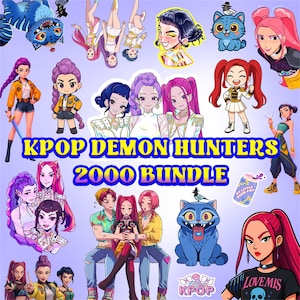 Huntrix KPop Demon Hunters Mega Bundle – 2000+ PNG PDF SVG eps dxf Files | KPop Digital Clipart Pack for Print, Cricut, Stickers, Crafts