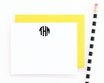 Monogram Stationery Set Personalized Stationary Monogrammed Flat Note Cards Custom Thank You Notes