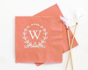 Personalized Monogram Wedding Cocktail Napkins