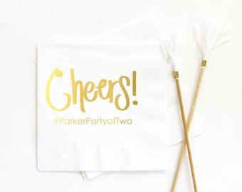 Cheers Cocktail Napkins Personalized Wedding Napkins Custom Printed Beverage Napkins Bridal Shower Napkins