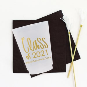 2025 Graduation Cups Party Decorations Personalized Grad Party Cups Custom Plastic Cups Class of 2025 Party Supplies Frosted Cups