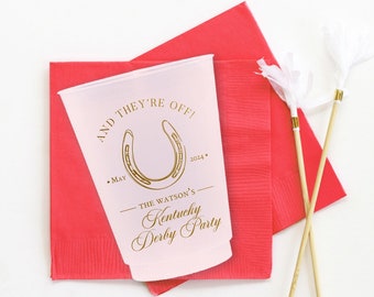 Kentucky Derby Party Cups - Personalized Derby Party Favors and Decorations - Horse Racing