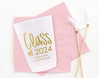 Class of 2024 Cups Personalized Graduation Cups Graduation Party Decorations Custom Printed Plastic Cups 2024 Graduation Cups Party Favors