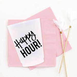 Happy Hour Party Cups Birthday Decorations Bachelorette Party Favors Beach Lake Plastic Cups Pregame Cups image 3