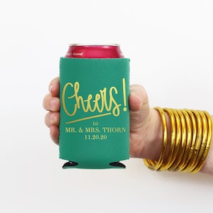 Personalized Wedding Can Cooler Custom Wedding Party Favors Cheers Can Hugger Wedding Beer Hugger