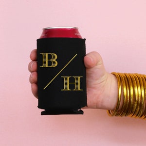 Monogram Wedding Decorations Personalized Can Cooler Engagement Party Favors Couples Shower Beer Hugger