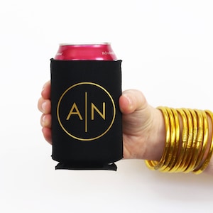 Personalized Wedding Can Hugger Monogrammed Wedding Party Favors Monogram Can Cooler Custom Beer Hugger