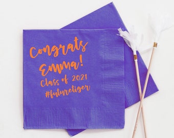 Graduation Napkins Class of 2024 Graduation Party Decorations Personalized Napkins - Cocktail, Luncheon, and Dinner Napkins