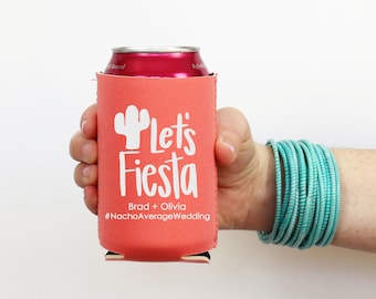 Personalized Wedding Can Cooler Fiesta Party Supplies Cactus Can Hugger Custom Beach Wedding Favors Cinco De Mayo Decorations Beer Hugger