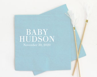 Baby Boy Beverage Napkins Baby Shower Decorations Personalized Cocktail Napkins Gender Reveal Party
