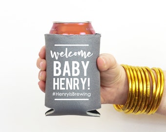 Boy Baby Shower Party Favors Personalized Beer Huggers A Baby is Brewing Custom Can Coolers Shower Decorations