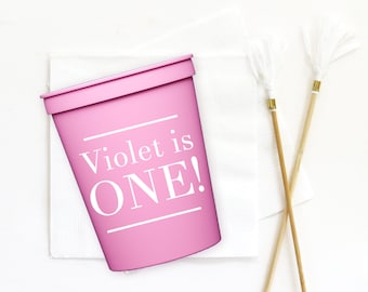 Personalized 1st Birthday Party Cups: Custom Printed Plastic Favors