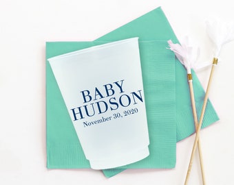 Boy Baby Shower Cups Personalized Party Favors Gender Reveal Decorations Custom Plastic Cups