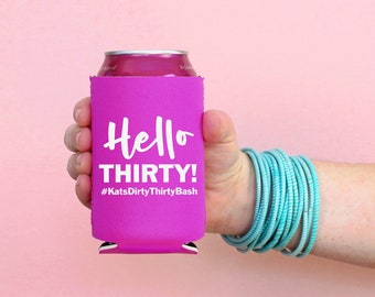 30th Birthday Decorations, Personalized Slim Can Cooler, Dirty Thirty Party Supplies, Custom Favors 40th 50th 60th, Seltzer Can