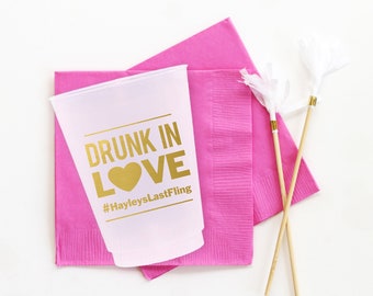 Personalized Bachelorette Party Cups: Drunk in Love, Girls Weekend Favors