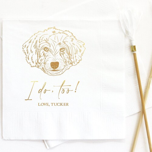 Personalized Dog Wedding Napkins Custom Pet Napkins Dog Etsy