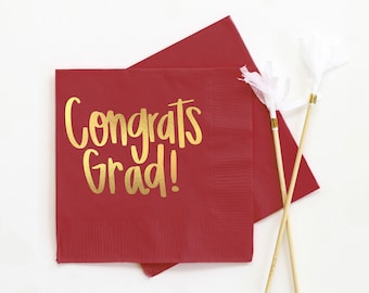 2026 Graduation Napkins Graduation Party Decorations Congrats Grad Cocktail Napkins- Ready to Ship!