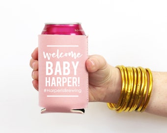 Girl Baby Shower Party Favors A Baby is Brewing Decorations Personalized Can Coolers