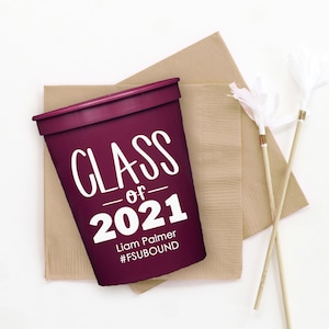 Graduation Party Cups, Class of 2024 Party Favors, Personalized Plastic Stadium Cups, College Graduation Decorations 2024, Custom Cups image 1