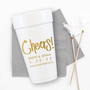 Cheers Cups for Wedding, Personalized Styrofoam Cups, Engagement Party ...