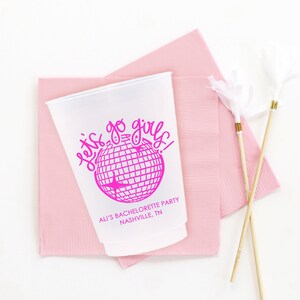 Let&#39;s Go Girls Party Cups, Last Disco Bachelorette Party Favors, Personalized Disco Cowgirl Cups