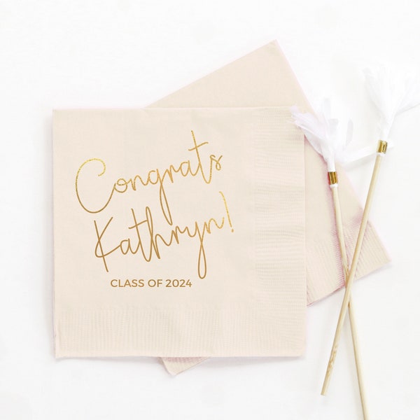 Personalized Graduation Napkins, Class of 2024 Graduation Party Decorations - Cocktail, Luncheon, Dinner, and Guest Towels