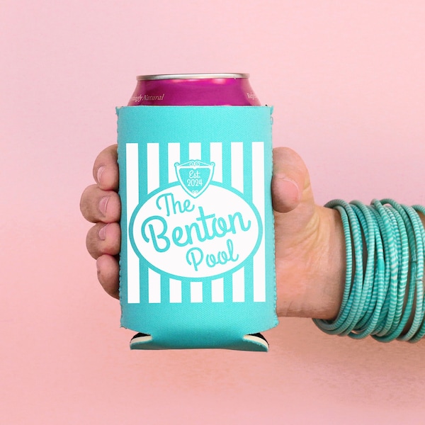 Personalized Pool Can Coolers - Summer Pool Party Favors - Custom Housewarming Gifts