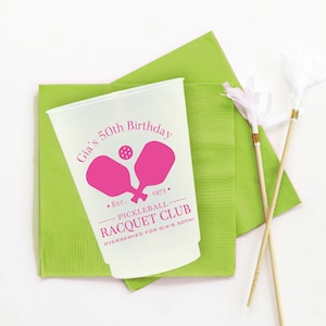 Custom Pickleball Birthday Cups - Dink and Drink - Personalized Pickle Ball Party Favors