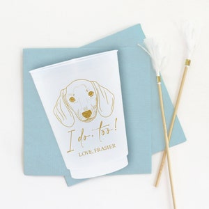 Dog Wedding Cups Custom - Personalized Pet Drawing Wedding Favors - Frosted Plastic Party Cups