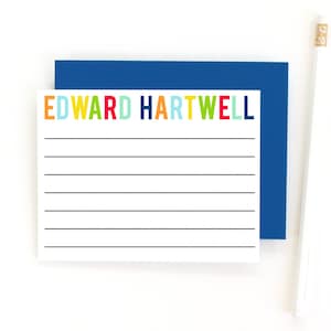 Boys Personalized Stationery Set - Lined Stationary for Boys - Kids Thank You Notecards