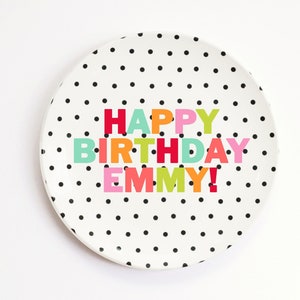 Personalized Happy Birthday Plate - Custom Birthday Gift for Girls - Girls Melamine Birthday Plate